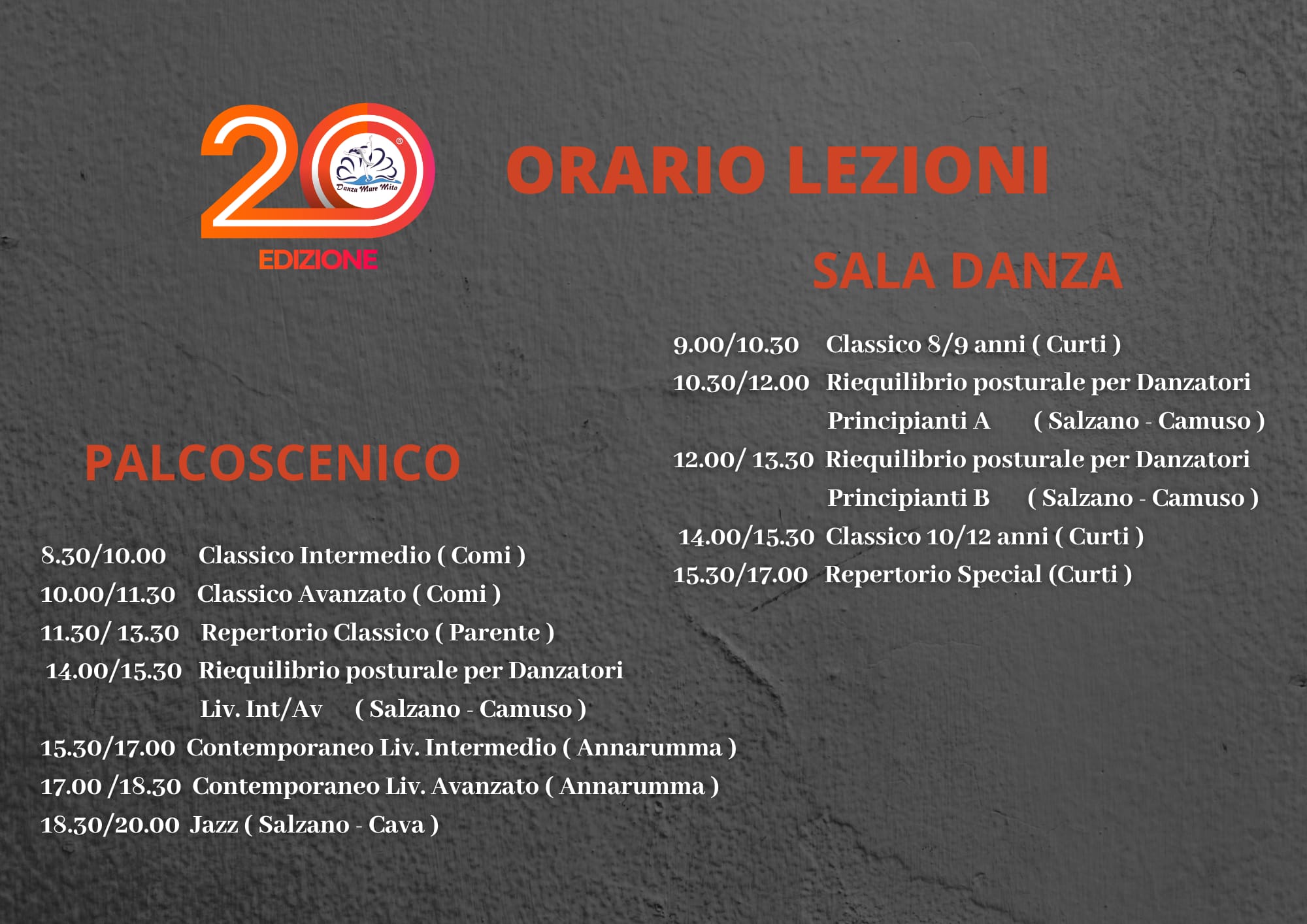 Orario lezioni &ndash; Danza Mare Mito